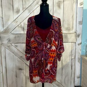 This a multi red colored Sweater